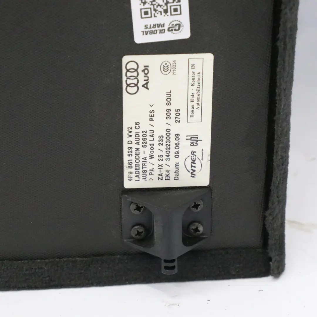 Audi A6 C6 Coffre Plancher de coffre Moquette Compartiment Noir - SKU 4F9861529D - Numéro de pièce 4F9861529D