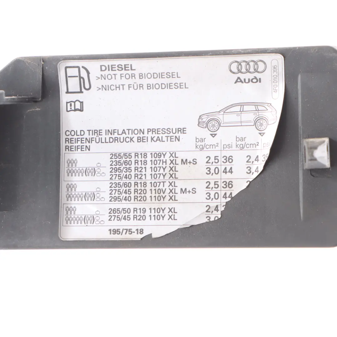 Audi Q7 4L 4.2 TDI Bouchon remplissage carburant diesel BTR Couvercle - SKU 4L0809857 - Numéro de pièce 4L0809857