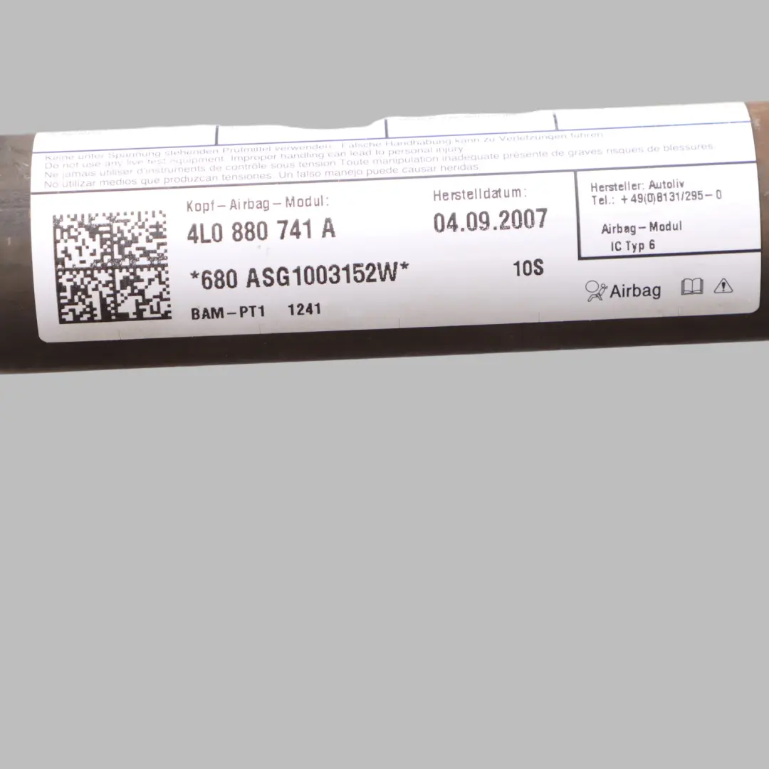 Module SRS Rideau d'air côté passager gauche du toit pour Audi Q7 4L Air à propos du numéro de pièce 4L0880741A Audi Q7 4L Air Module SRS Rideau d'air côté passager gauche du toit - SKU 4L0880741A - Numéro de pièce 4L0880741A