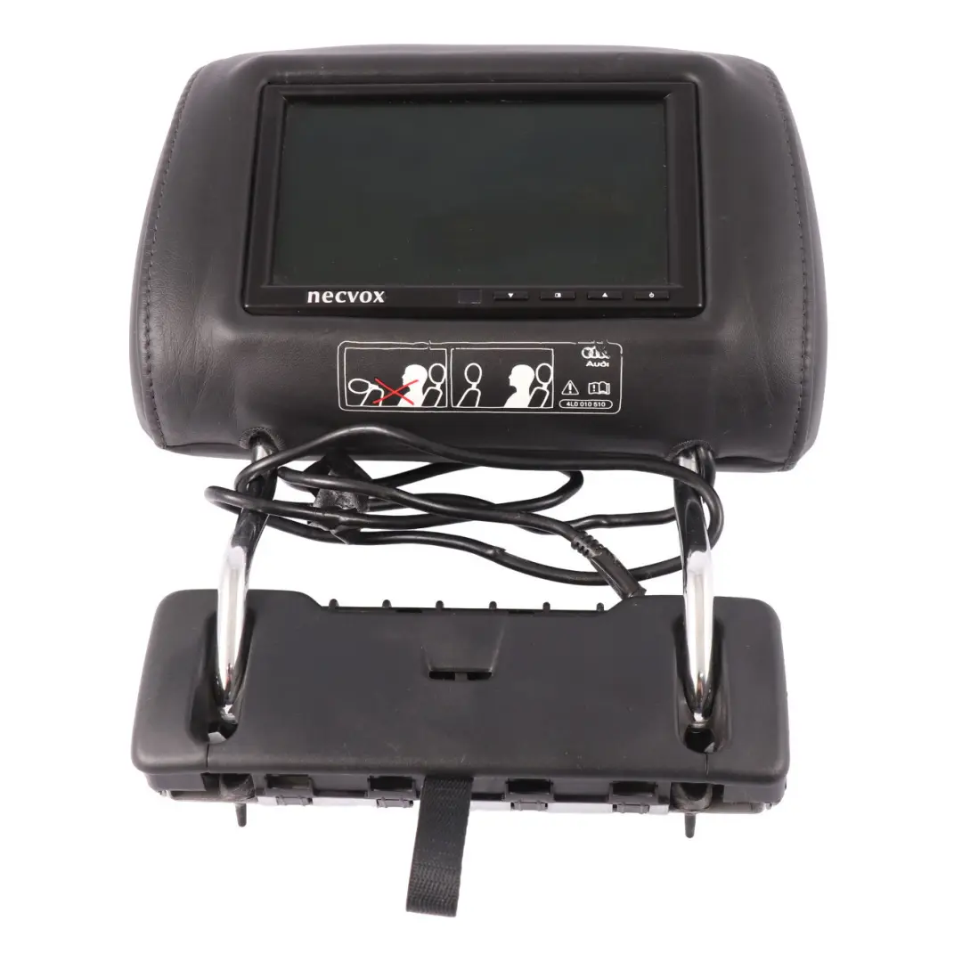 Headrest Audi Q7 4L Rear Folding Outer Head Rest Screen Black Leather to Seat with Part number 4L0885901J Seat Headrest Audi Q7 4L Rear Folding Outer Head Rest Screen Black Leather - SKU 4L0885901J - Part number 4L0885901J