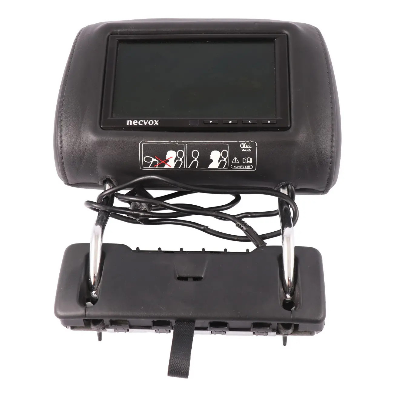 Audi Q7 4L Zagłówek Tylnej Kanapy Składany Ekran Czarna Skóra