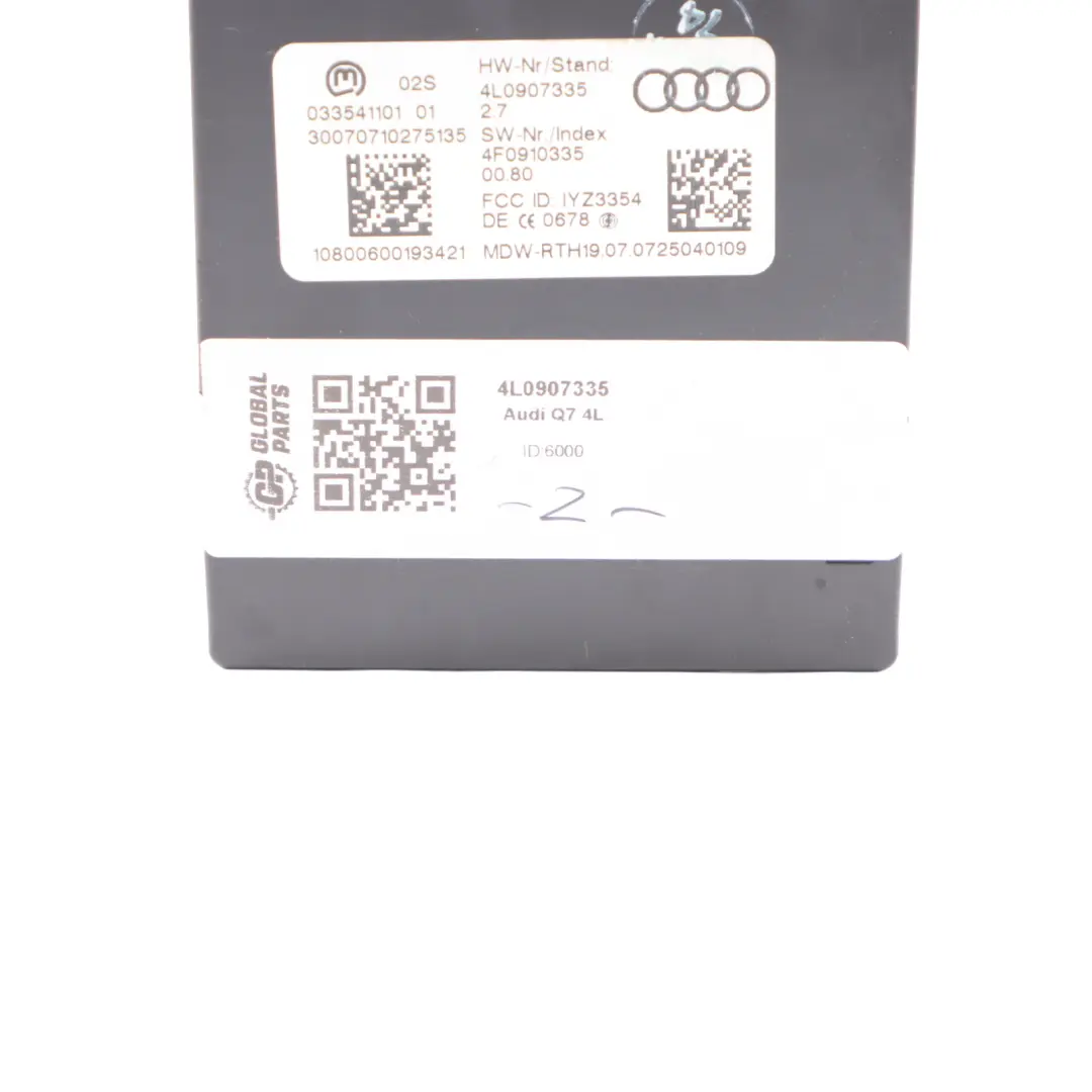Keyless Entry Antenna Control Module to Audi Q7 4L Quattro S Line with Part number 4L0907335 Audi Q7 4L Quattro S Line Keyless Entry Antenna Control Module - SKU 4L0907335 - Part number 4L0907335