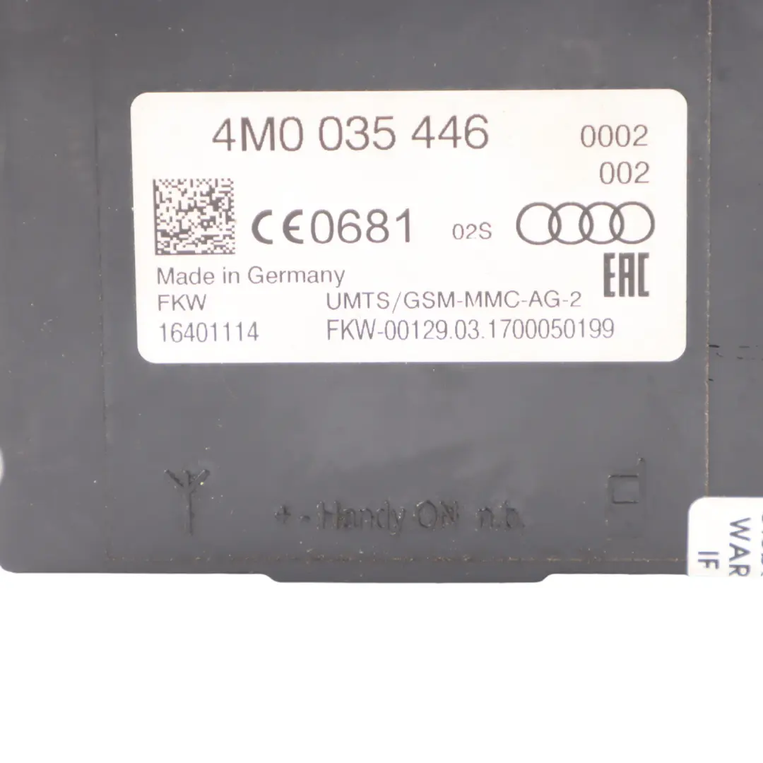 Mobile Comunication Sygnal 2-Way Amplifier Compenser to Audi A3 S3 8V with Part number 4M0035446 Audi A3 S3 8V Mobile Comunication Sygnal 2-Way Amplifier Compenser - SKU 4M0035446 - Part number 4M0035446