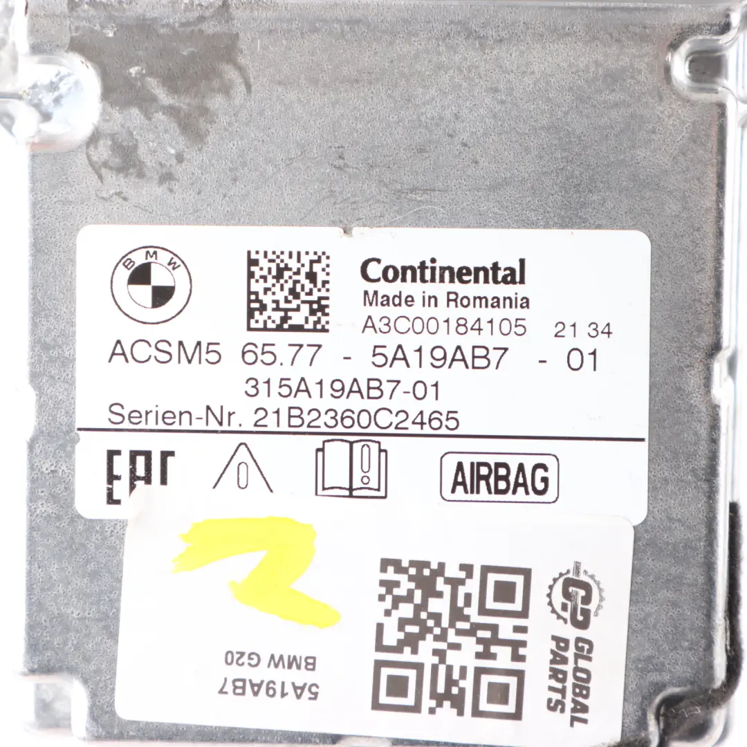  Control Unit BMW G20 G28 G80 Air Suspension Control Module ECU 6799676 - SKU 5A19AB7 - Part number 5A19AB7