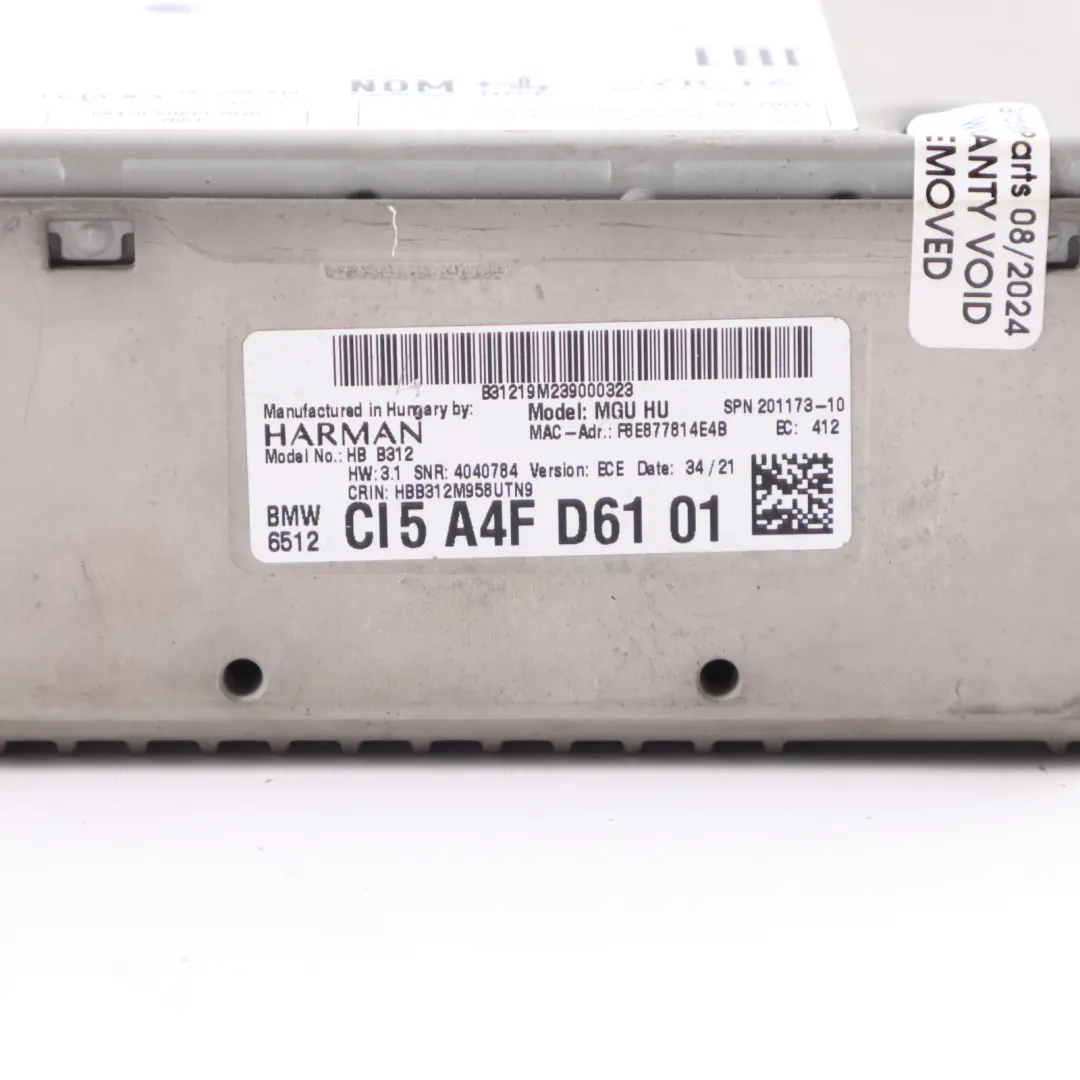Head Unit Navi Sat Bluetooth Radio Stereo Harman ECU Module to BMW G20 with Part number 5A4FD61 BMW G20 Head Unit Navi Sat Bluetooth Radio Stereo Harman ECU Module - SKU 5A4FD61 - Part number 5A4FD61