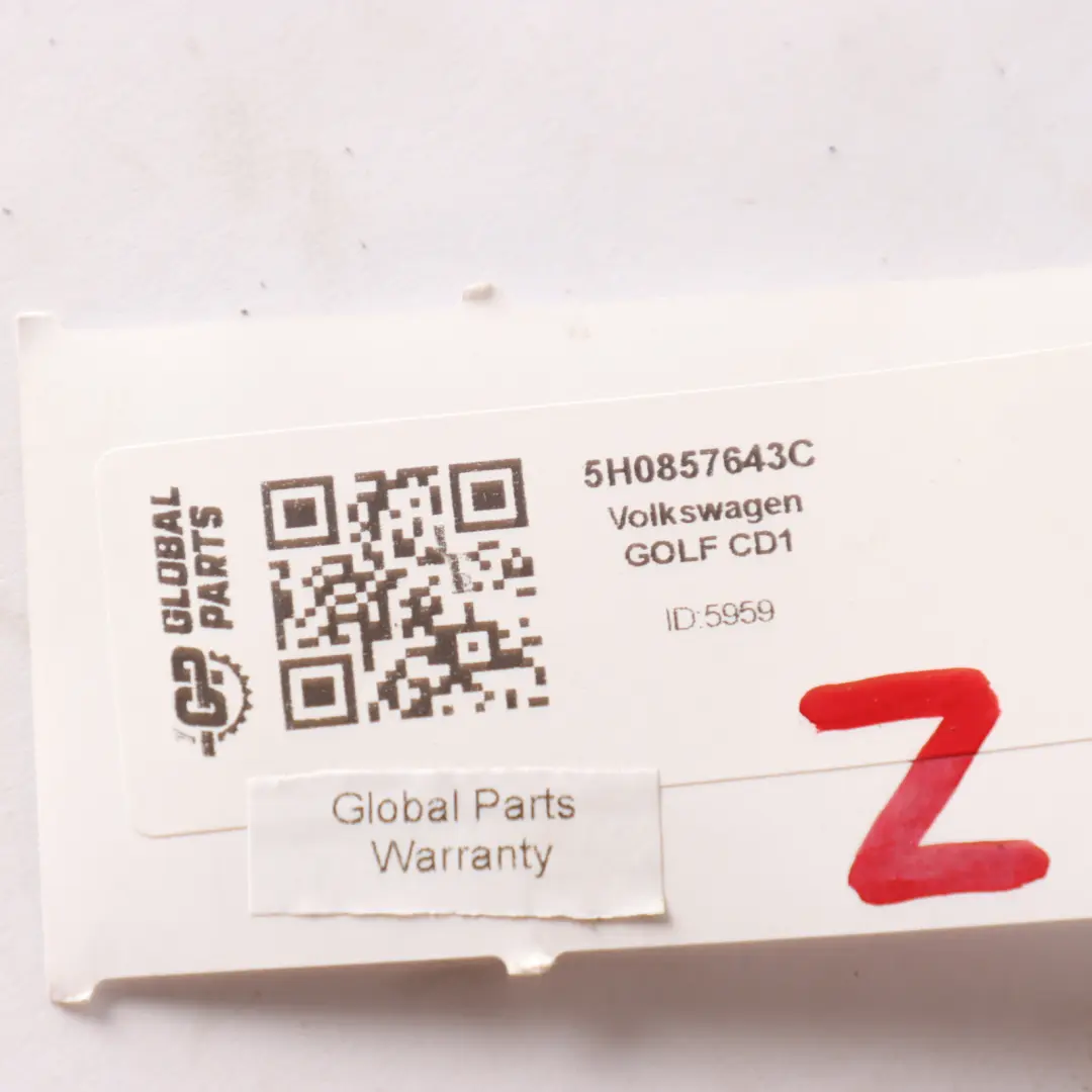 Roof Grab Handle Interior Rear Left Right N/O/S Black to Volkswagen Golf CD1 with Part number 5H0857643C Volkswagen Golf CD1 Roof Grab Handle Interior Rear Left Right N/O/S Black - SKU 5H0857643C - Part number 5H0857643C