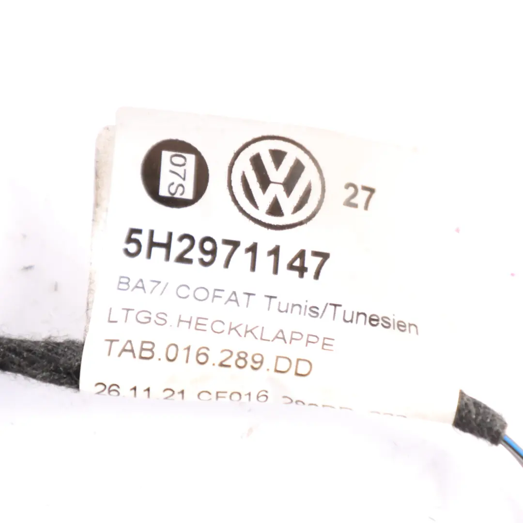 Wiring Harness Rear Boot Trunk Lid Tailgate Loom to Volkswagen Golf CD1 with Part number 5H2971147 Volkswagen Golf CD1 Wiring Harness Rear Boot Trunk Lid Tailgate Loom - SKU 5H2971147 - Part number 5H2971147