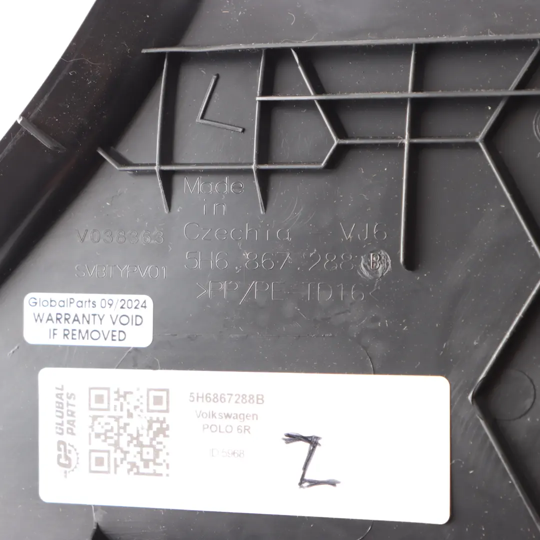 VW Golf 8 CD1 posteriore C Colonna superiore destra Trim Cover Panel - SKU 5H6867288B - Numero di parte 5H6867288B