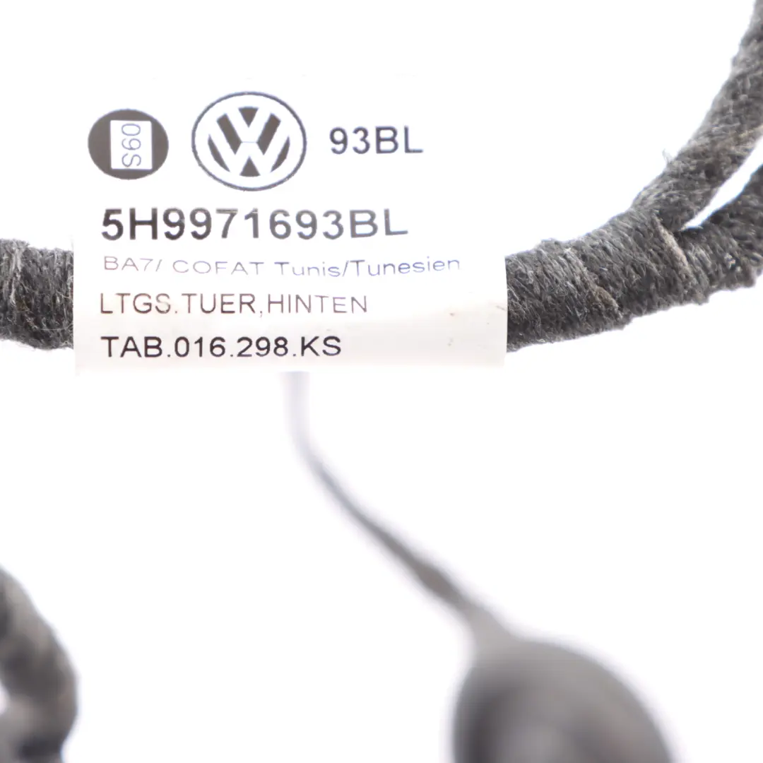 Door Left N/S Harness Wiring Cable Loom to VW Volkswagen Golf CD1 Rear with Part number 5H9971693BL VW Volkswagen Golf CD1 Rear Door Left N/S Harness Wiring Cable Loom - SKU 5H9971693BL - Part number 5H9971693BL
