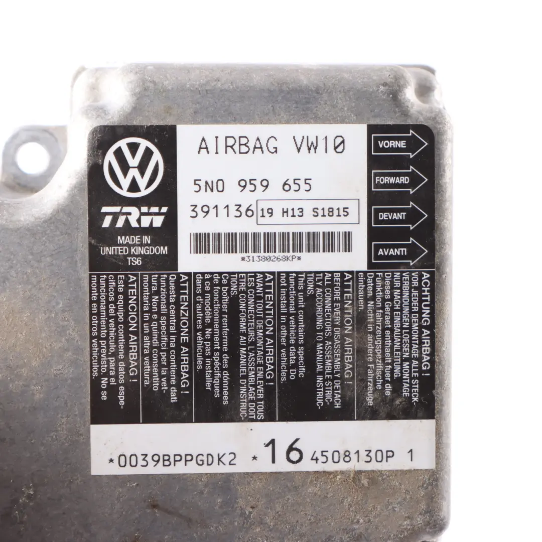 Module Control Unit ECU SRS to VW Volkswagen Tiguan 5N Air with Part number 5N0959655Q VW Volkswagen Tiguan 5N Air Module Control Unit ECU SRS - SKU 5N0959655Q - Part number 5N0959655Q