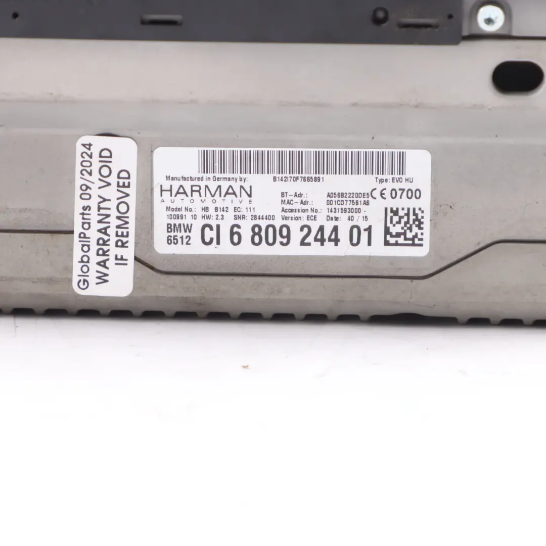 Head Unit BMW F20 F21 F32 F36 LCI Radio Media GPS Sat Navigation Unit to with Part number 6809244 Head Unit BMW F20 F21 F32 F36 LCI Radio Media GPS Sat Navigation Unit - SKU 6809244 - Part number 6809244