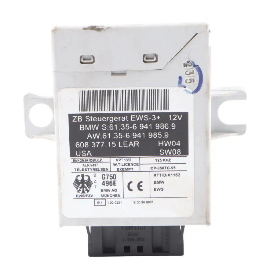 EWS III Central Lock Immobilizer Control Module ECU to BMW R53 with Part number 6941986 BMW R53 EWS III Central Lock Immobilizer Control Module ECU - SKU 6941986-1 - Part number 6941986