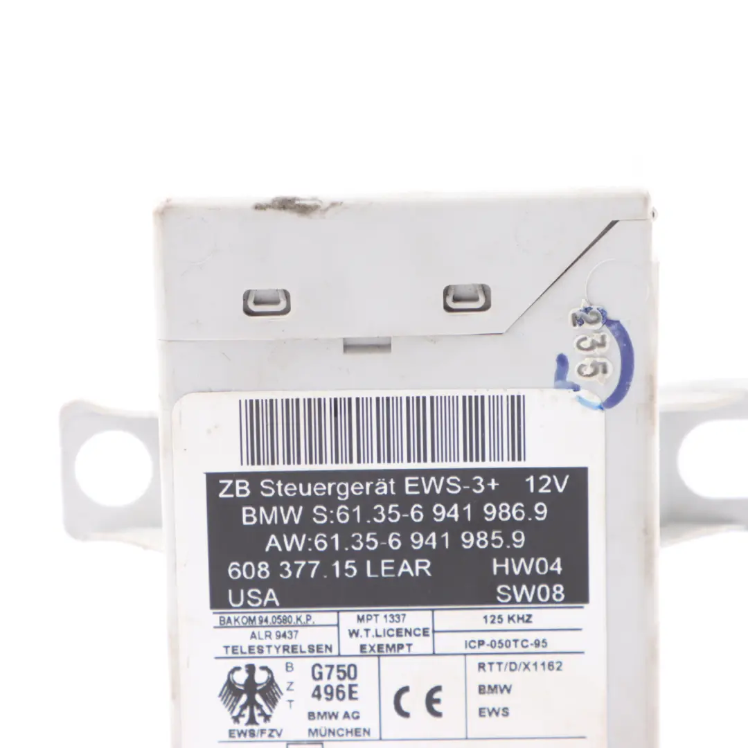 EWS III Central Lock Immobilizer Control Module ECU to BMW R53 with Part number 6941986 BMW R53 EWS III Central Lock Immobilizer Control Module ECU - SKU 6941986-1 - Part number 6941986