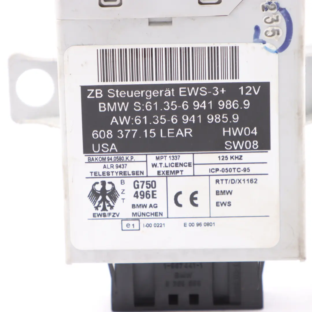 EWS III Central Lock Immobilizer Control Module ECU to BMW R53 with Part number 6941986 BMW R53 EWS III Central Lock Immobilizer Control Module ECU - SKU 6941986-1 - Part number 6941986