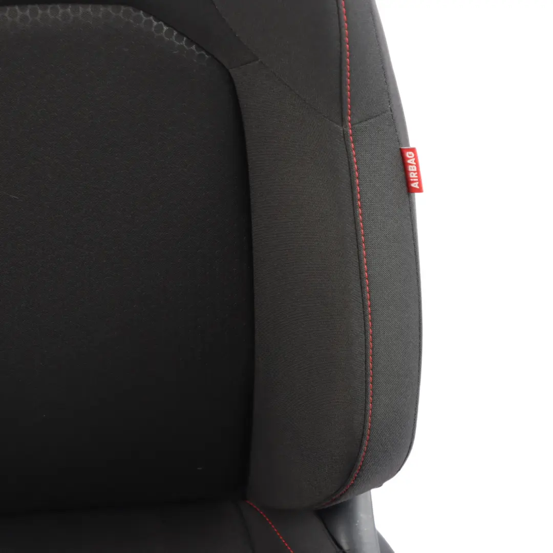 Seat Ibiza 6J Front Left N/S Cloth Fabric Black Red Thread Interior - SKU 6J0881805BF-1 - Part number 6J0881805BF
