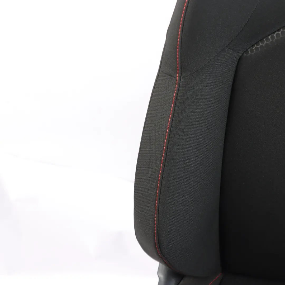 Seat Ibiza 6J Front Left N/S Cloth Fabric Black Red Thread Interior - SKU 6J0881805BF-1 - Part number 6J0881805BF