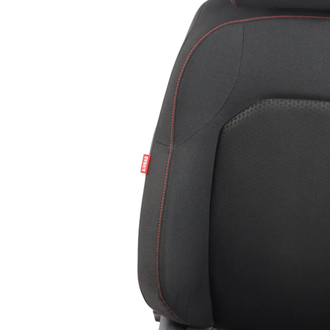 Seat Ibiza 6J Front Right O/S Cloth Fabric Black Red Thread Interior - SKU 6J0881806AH-1 - Part number 6J0881806AH