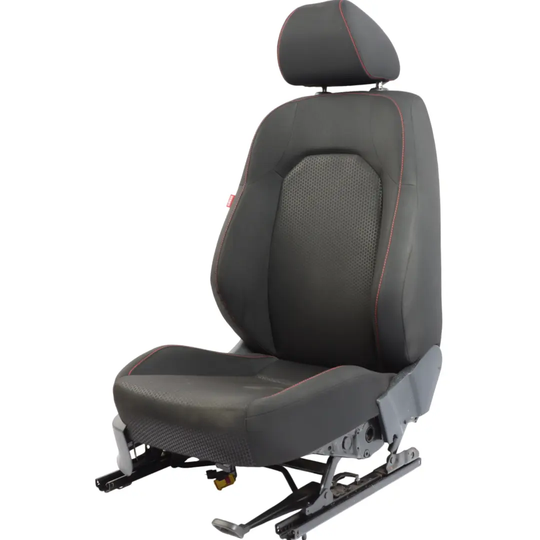 Seat Ibiza 6J Front Right O/S Cloth Fabric Black Red Thread Interior - SKU 6J0881806AH-1 - Part number 6J0881806AH