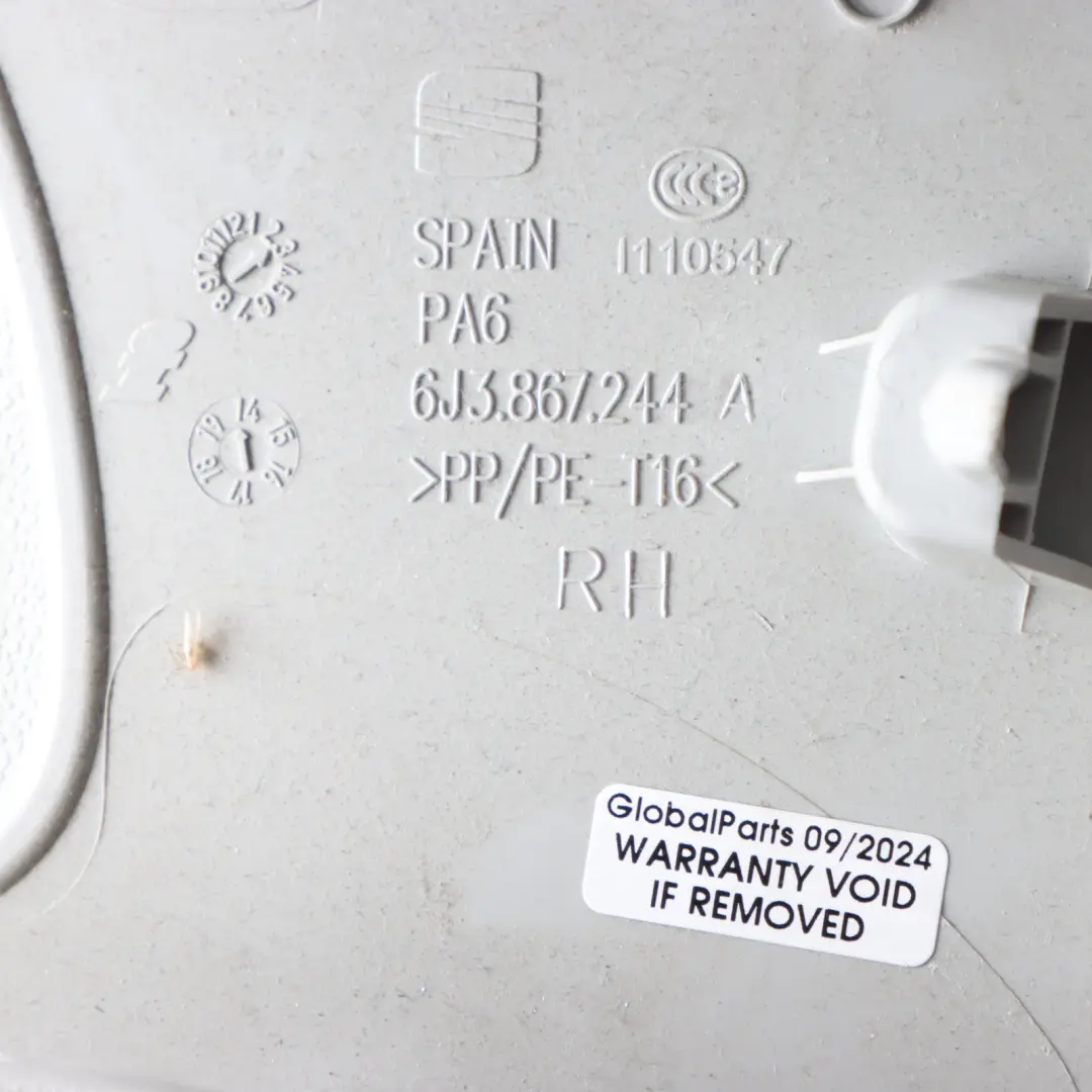 6J Upper B Pillar Column Right O/S Trim Cover Panel to Seat Ibiza with Part number 6J3867244A Seat Ibiza 6J Upper B Pillar Column Right O/S Trim Cover Panel - SKU 6J3867244A - Part number 6J3867244A