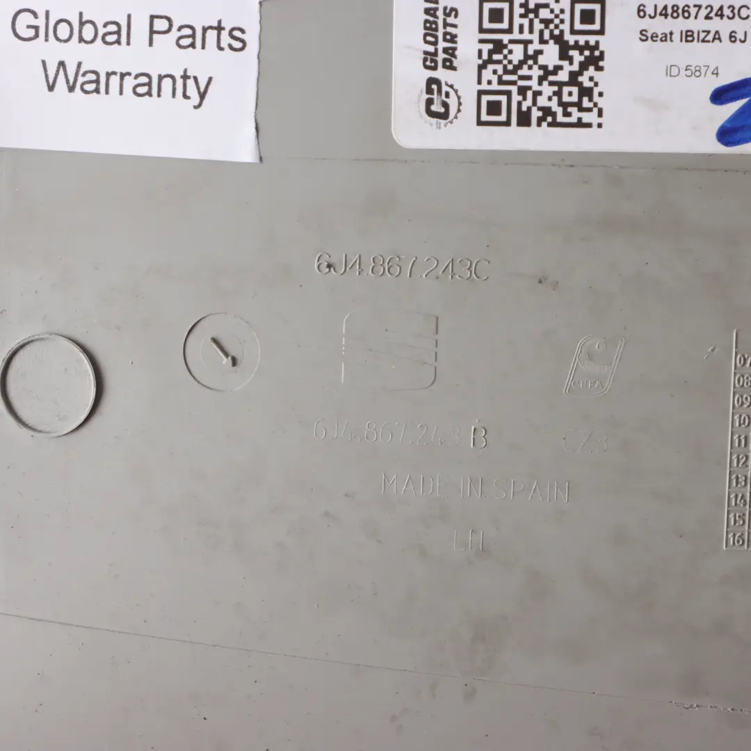 Mk4 6J Interior Pillar B Cover Trim Panel Left N/S Grey to Seat Ibiza with Part number 6J4867243C Seat Ibiza Mk4 6J Interior Pillar B Cover Trim Panel Left N/S Grey - SKU 6J4867243C - Part number 6J4867243C