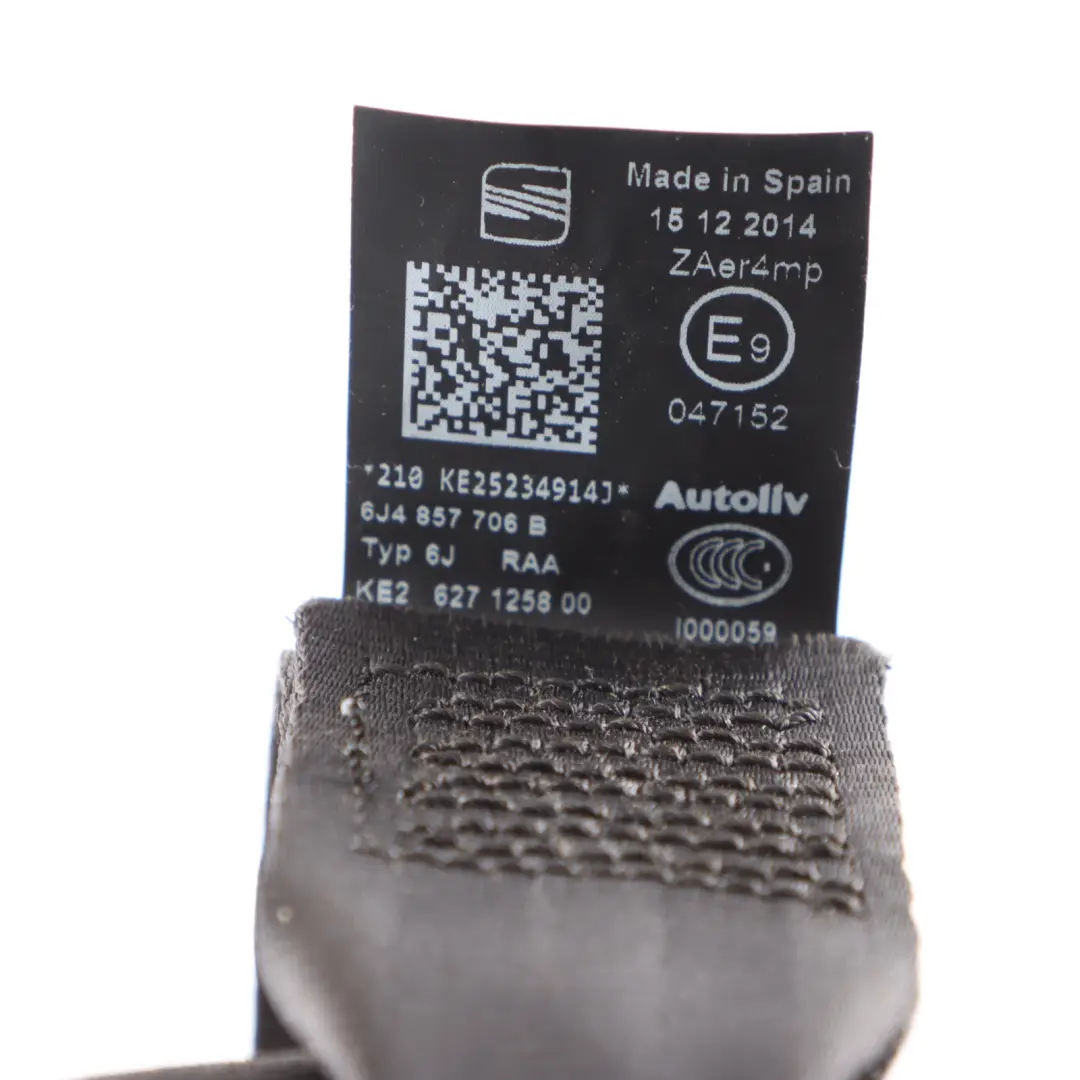 Seat Ibiza 6J Front Upper Right O/S Seat Belt Seatbelt - SKU 6J4857706B - Part number 6J857706B