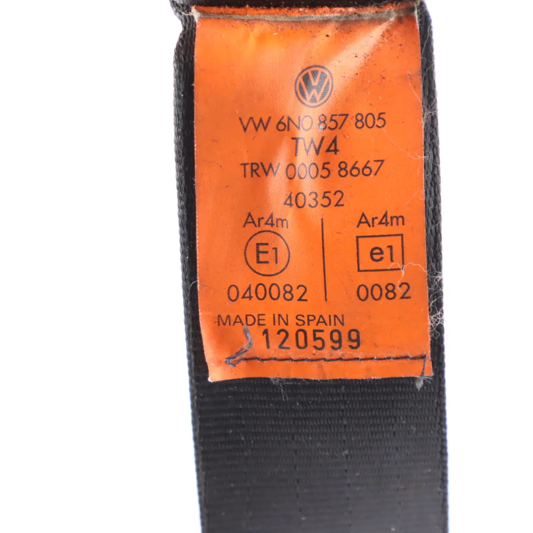 Seatbelt Rear Left N/S Seat Upper Belt to VW Volkswagen Polo 6R with Part number 6N0857805 VW Volkswagen Polo 6R Seatbelt Rear Left N/S Seat Upper Belt - SKU 6N0857805 - Part number 6N0857805