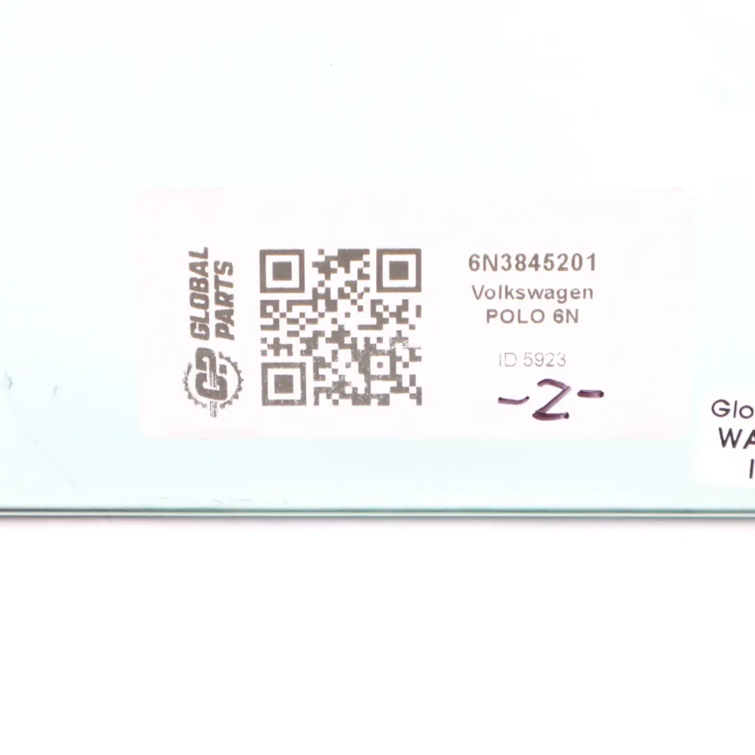 6N Door Window Glass Front Left N/S Glazing AS2 to Volkswagen Polo with Part number 6N3845201 Volkswagen Polo 6N Door Window Glass Front Left N/S Glazing AS2 - SKU 6N3845201 - Part number 6N3845201
