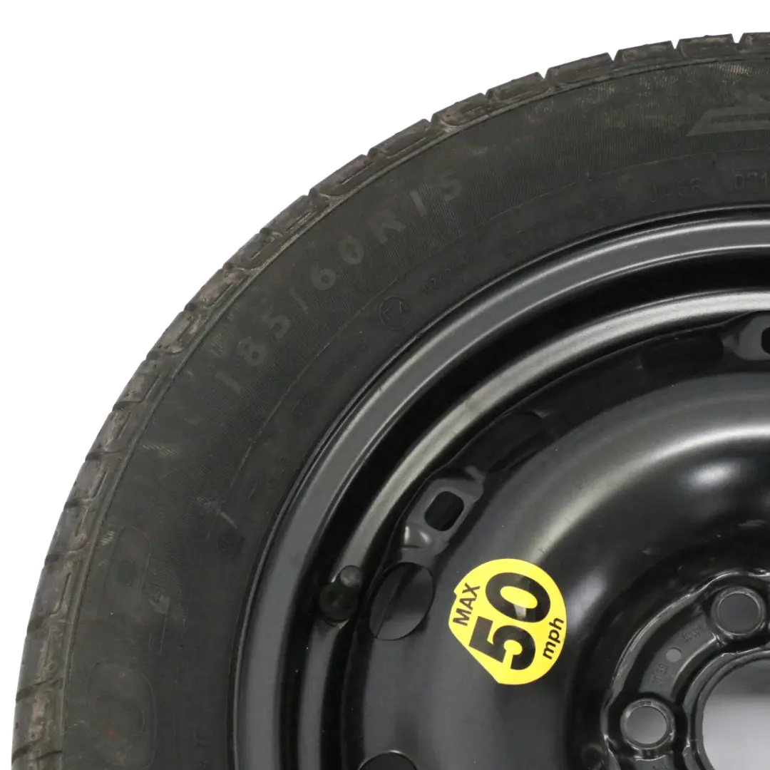 Spare Wheel Steel R15 Tyre Dunlop 185/60 to VW Volkswagen Polo 6R with Part number 6R0601027D VW Volkswagen Polo 6R Spare Wheel Steel R15 Tyre Dunlop 185/60 - SKU 6R0601027D - Part number 6R0601027D