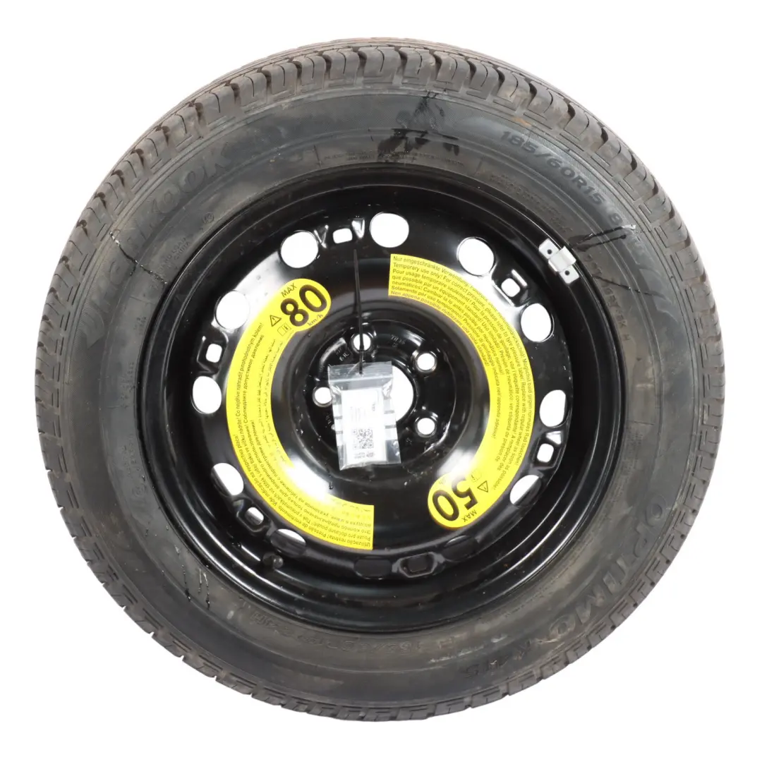 Mk5 6R Spare Wheel Wheel Steel R15 Tyre 185/60 to VW Volkswagen Polo with Part number 6R0601027E VW Volkswagen Polo Mk5 6R Spare Wheel Wheel Steel R15 Tyre 185/60 - SKU 6R0601027E - Part number 6R0601027E