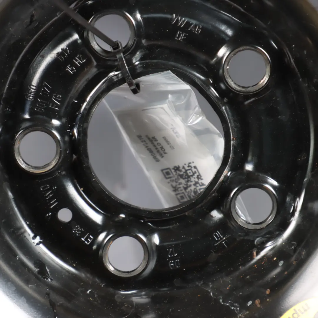 VW Volkswagen Polo Mk5 6R Spare Wheel Wheel Steel R15 Tyre 185/60 - SKU 6R0601027E - Part number 6R0601027E