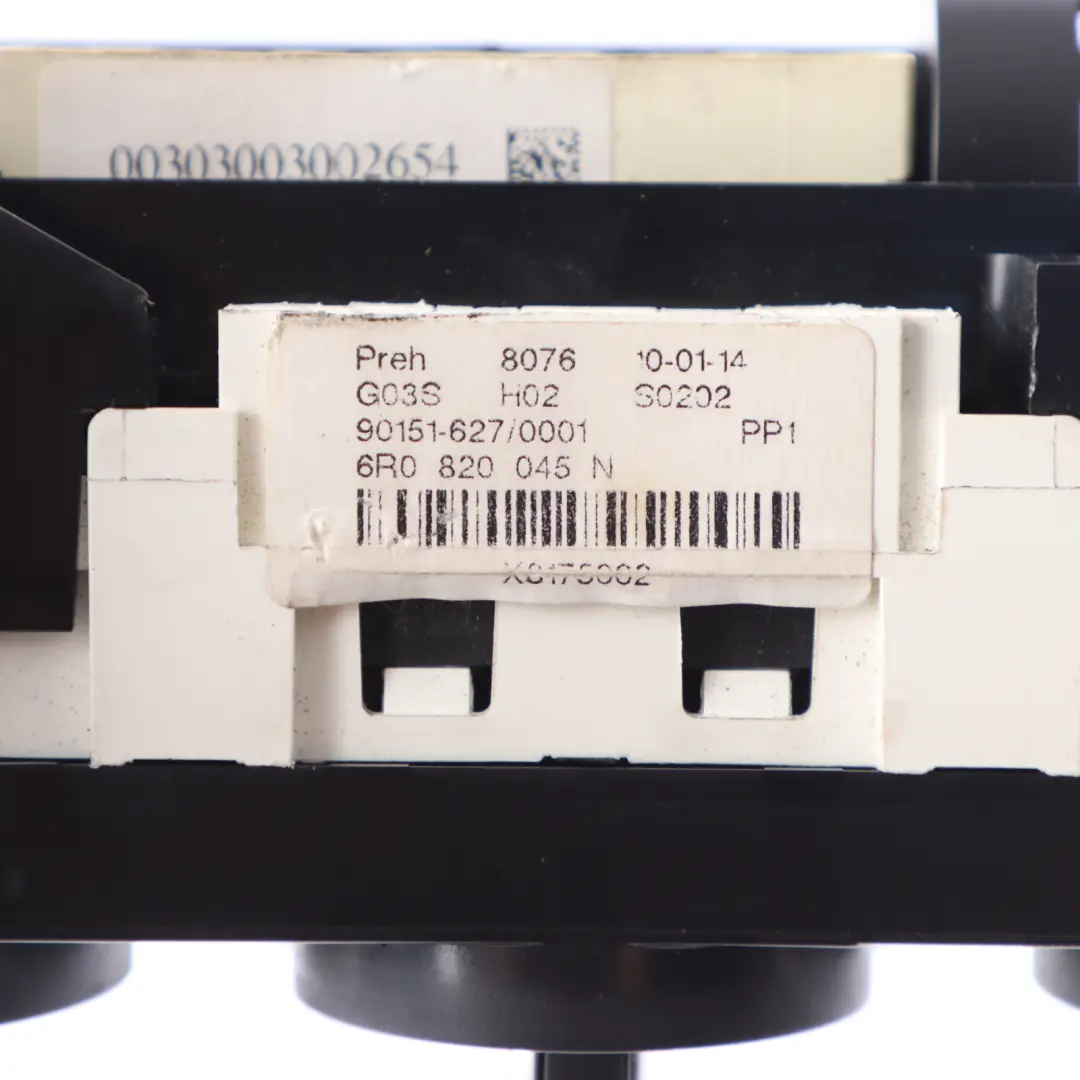 Volkswagen Polo Mk5 6R Panel control climatizador Interruptor A/C - SKU 6R0820045N - Número de pieza 6R0820045N