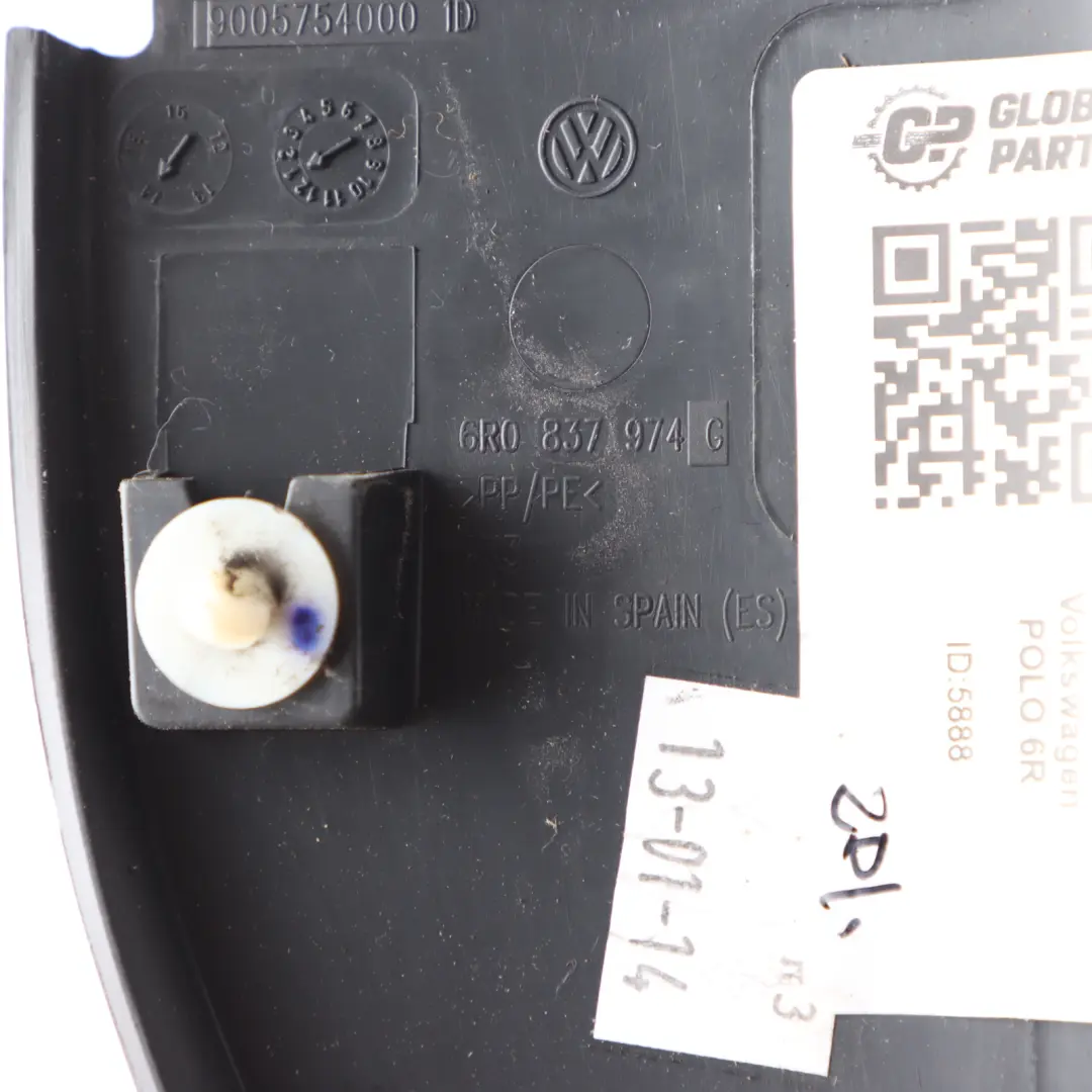 Zaślepka Osłona Lusterka Prawa do Volkswagen Polo 6R o numerze 6R0837974G Volkswagen Polo 6R Zaślepka Osłona Lusterka Prawa - SKU 6R0837974G - Numer Części 6R0837974G