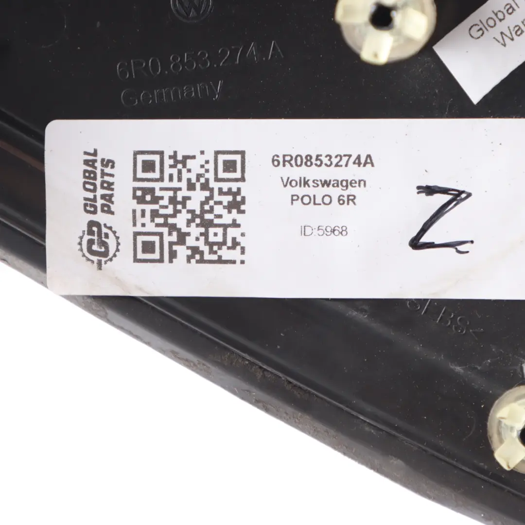 Triangolo Anteriore Porta Destra Copertura per Volkswagen Polo 6R con numero di parte 6R0853274A Volkswagen Polo 6R Triangolo Anteriore Porta Destra Copertura - SKU 6R0853274A - Numero di parte 6R0853274A