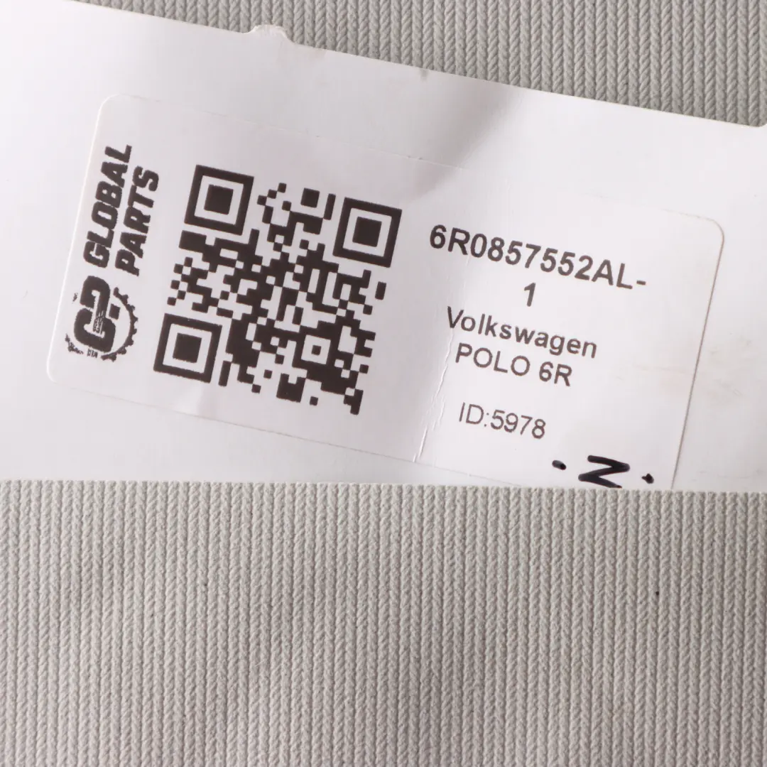 6N Sun Visor Cover Panel Right O/S Mirror Grey 6R0857551K to VW Volkswagen Polo with Part number 6R0857552AL VW Volkswagen Polo 6N Sun Visor Cover Panel Right O/S Mirror Grey 6R0857551K - SKU 6R0857552AL - Part number 6R0857552AL