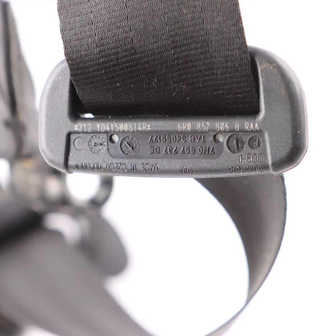 Right Safety Seat Belt Black to VW Volkswagen Polo 6R Rear with Part number 6R0857806B VW Volkswagen Polo 6R Rear Right Safety Seat Belt Black - SKU 6R0857806B - Part number 6R0857806B