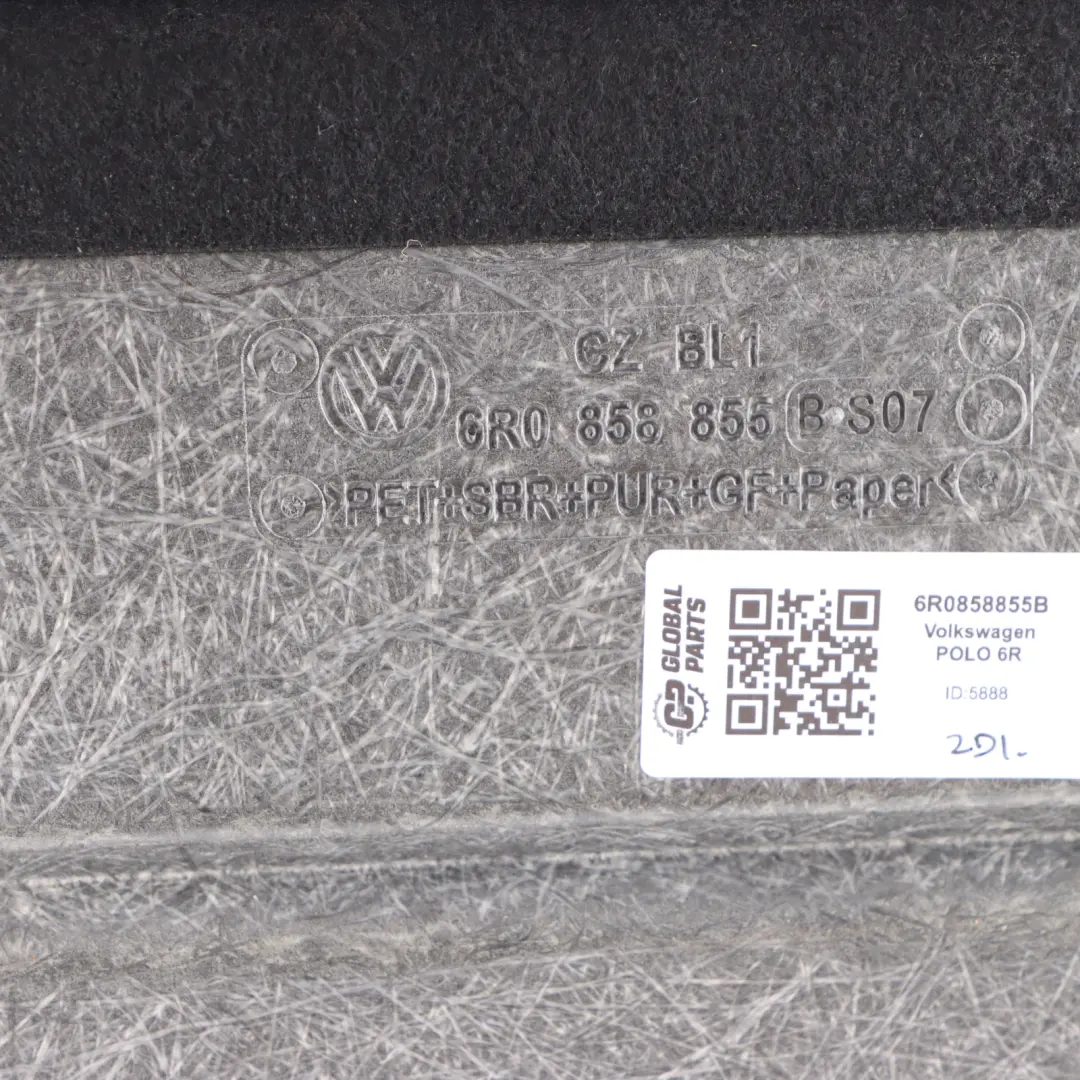 VW Polo 6R Boot Trunk Floor Carpet Luggage Compartment Grey - SKU 6R0858855B - Part number 6R0858855B