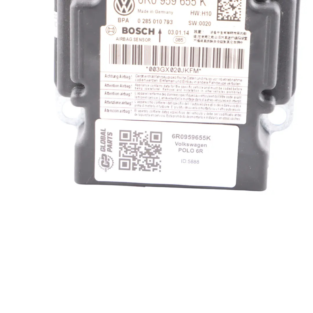 Module Bag Control Unit to VW Volkswagen Polo 6R Air with Part number 6R0959655K VW Volkswagen Polo 6R Air Module Bag Control Unit - SKU 6R0959655K - Part number 6R0959655K