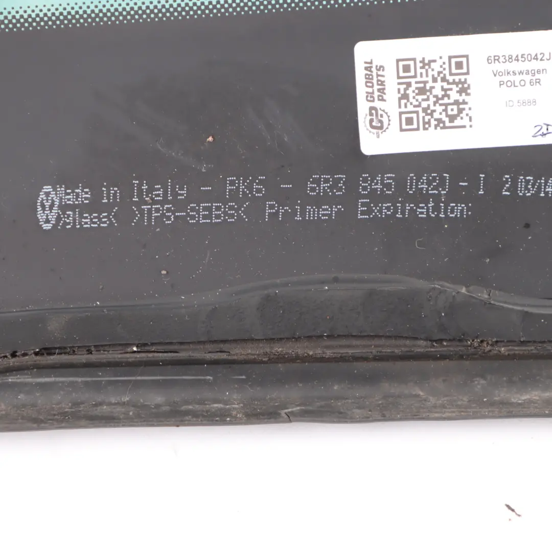 Vetro finestrino posteriore destro Quartiere AS3 per Volkswagen Polo 6R con numero di parte 6R3845042J Volkswagen Polo 6R Vetro finestrino posteriore destro Quartiere AS3 - SKU 6R3845042J - Numero di parte 6R3845042J