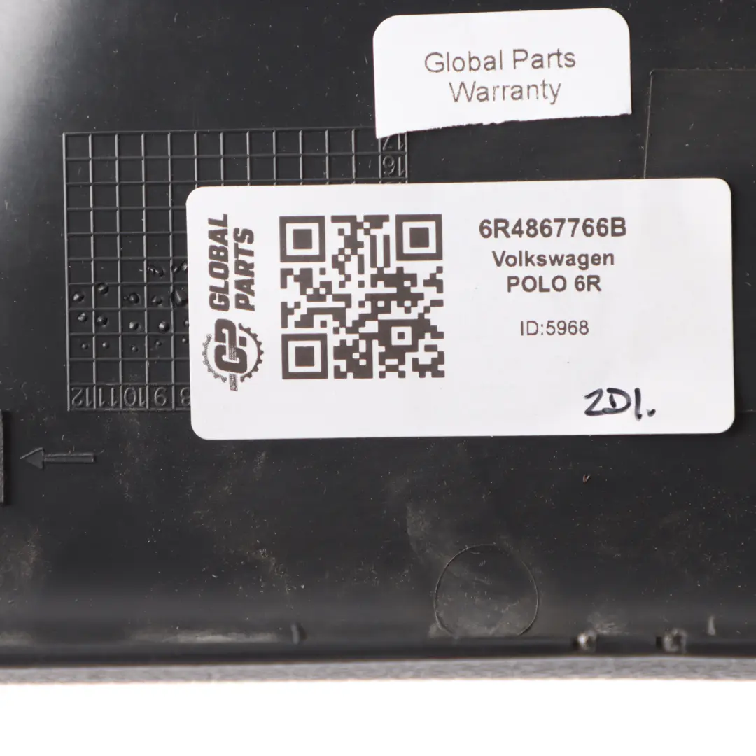 Volkswagen Polo 6R C Pillar Trim Cover Panel Rear Right O/S Grey - SKU 6R4867766B - Part number 6R4867766B