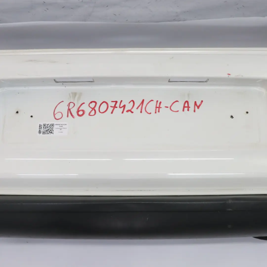Volkswagen VW Polo 6R Bumper Rear Trim Panel Cover Candy White - B9A - SKU 6R6807421CH-CAN - Part number 6R6807421CH