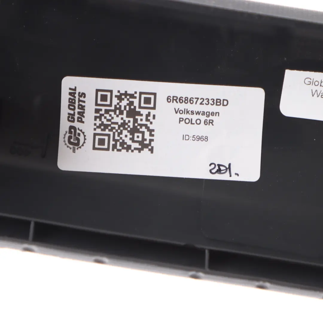 VW Polo 6R Cover Column A Pillar Front Left N/S Trim Black Speaker - SKU 6R6867233BD - Part number 6R6867233BD