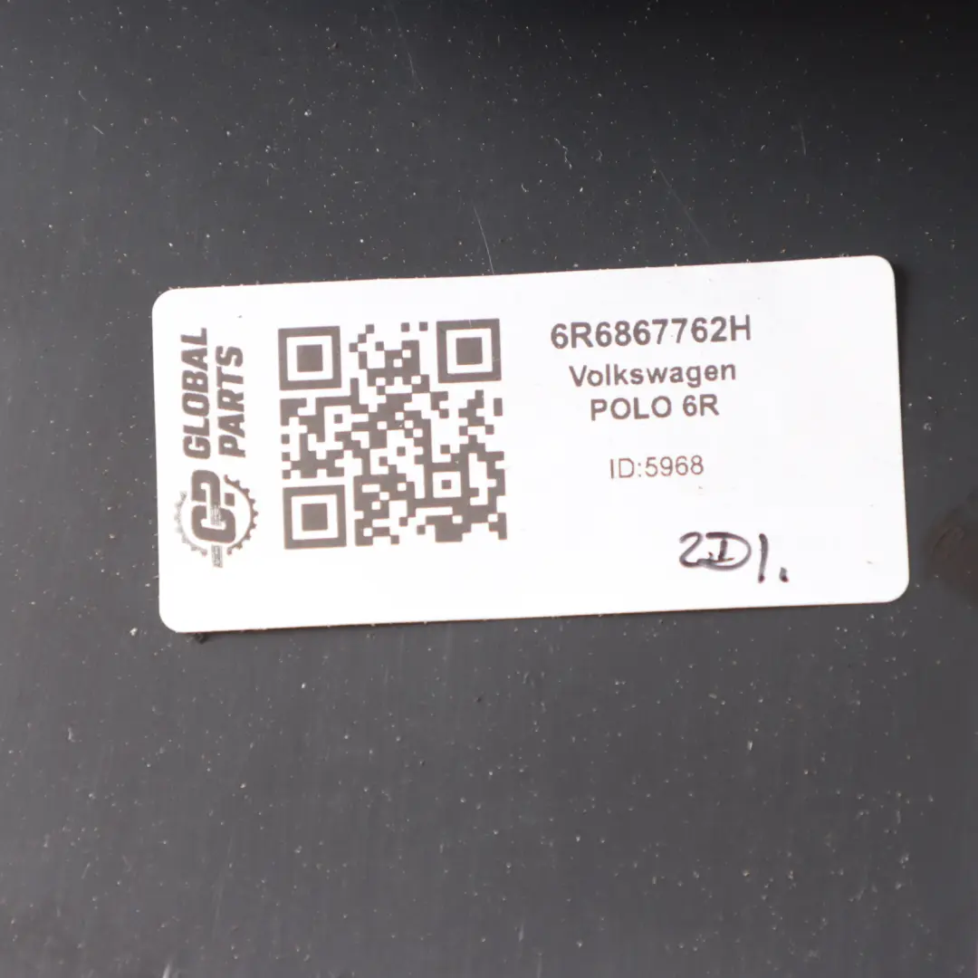 Boot Trunk Floor Trim Rear Cover Support Black to Volkswagen Polo 6R with Part number 6R6867762H Volkswagen Polo 6R Boot Trunk Floor Trim Rear Cover Support Black - SKU 6R6867762H - Part number 6R6867762H