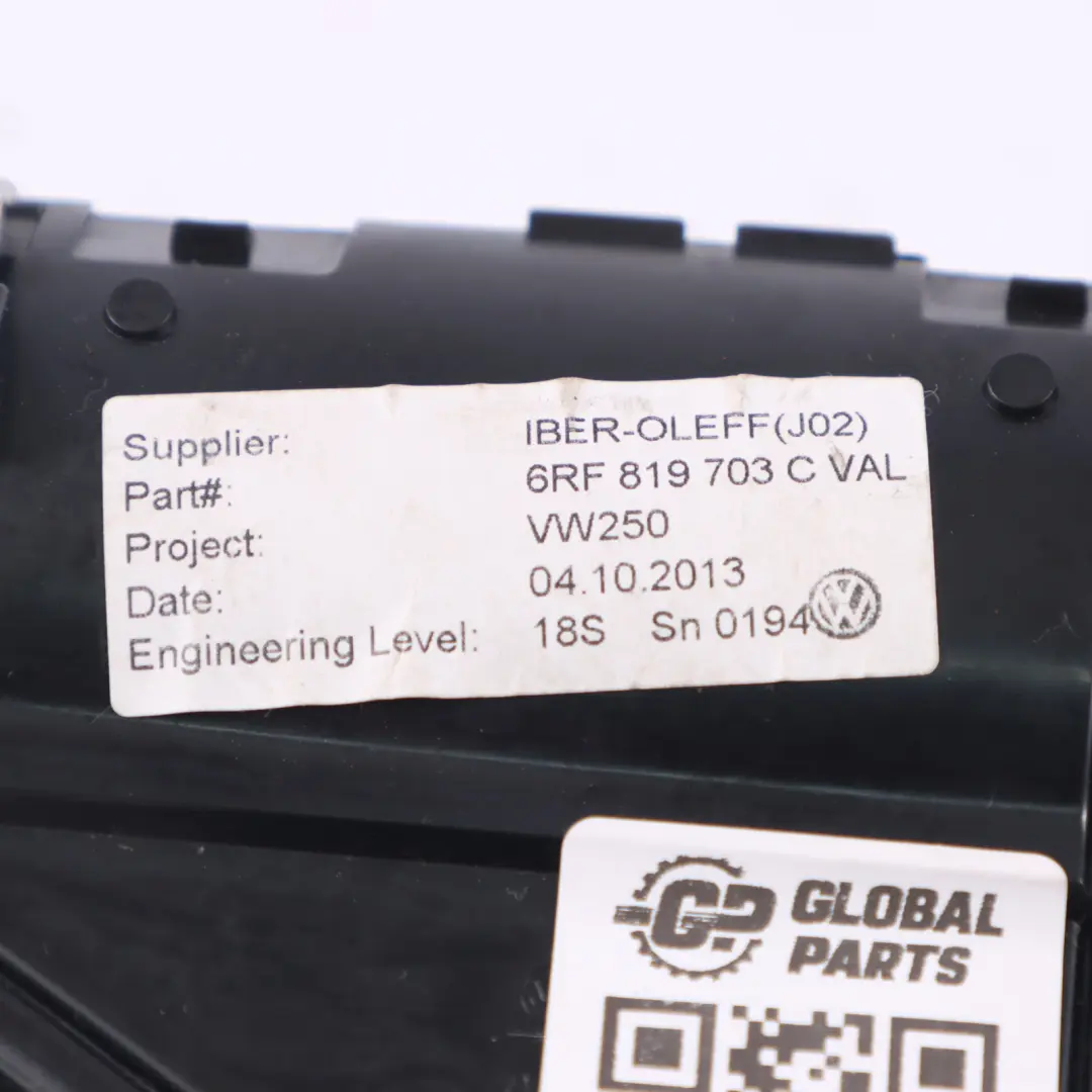 Volkswagen Polo Mk5 6R Tobera ventilación frontal izquierda - SKU 6RF819703C - Número de pieza 6RF819703C