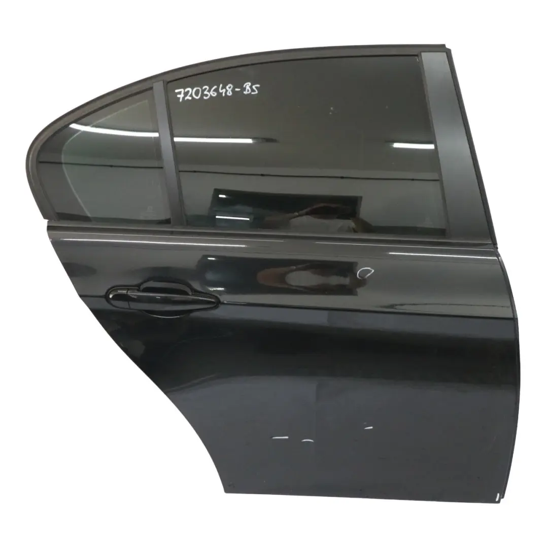 Door Rear Right O/S Black Sapphire Metallic - 475 to BMW E90 with Part number 7203648 BMW E90 Door Rear Right O/S Black Sapphire Metallic - 475 - SKU 7203648-BS - Part number 7203648
