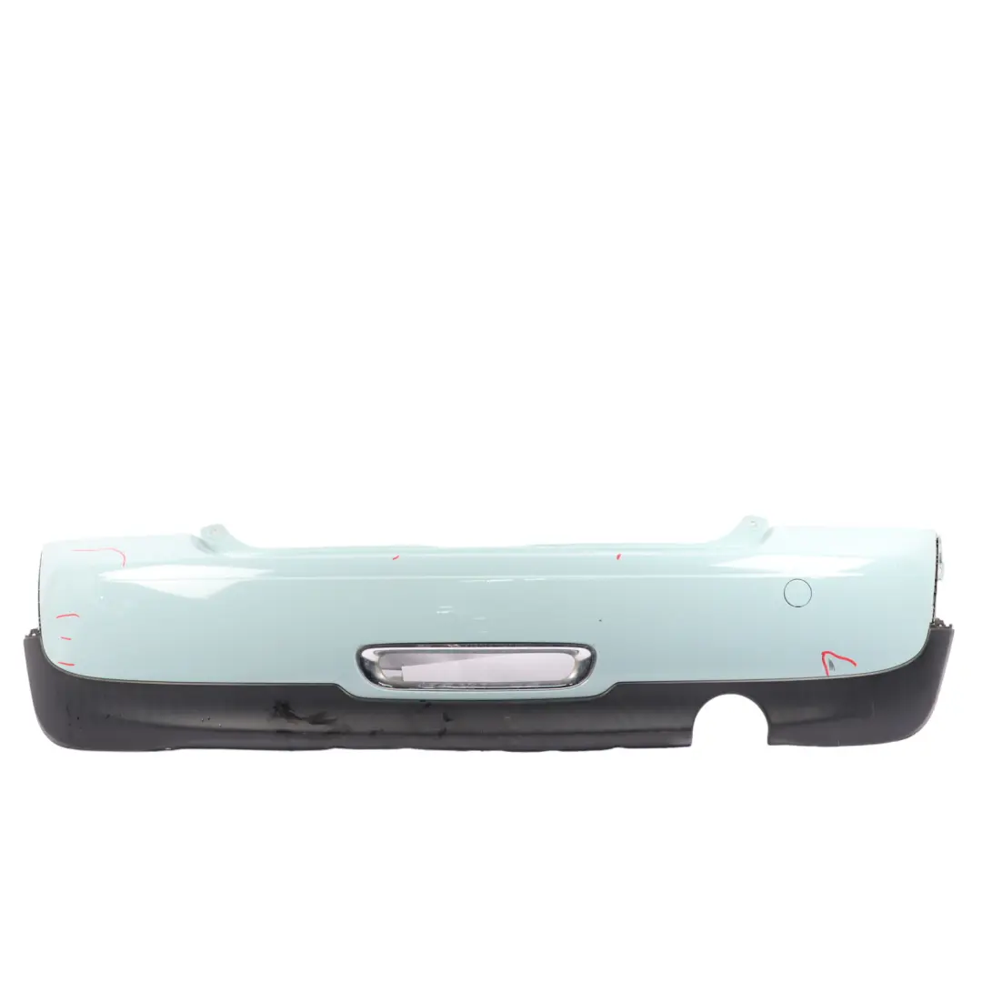 Bumper Trim Panel Covering R57 LCI R58 Ice Blue - B28 to Mini R56 LCI Rear with Part number 7264356 Mini R56 LCI Rear Bumper Trim Panel Covering R57 LCI R58 Ice Blue - B28 - SKU 7264356-ICE1 - Part number 7264356