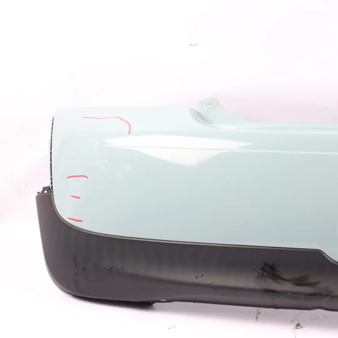 Bumper Trim Panel Covering R57 LCI R58 Ice Blue - B28 to Mini R56 LCI Rear with Part number 7264356 Mini R56 LCI Rear Bumper Trim Panel Covering R57 LCI R58 Ice Blue - B28 - SKU 7264356-ICE1 - Part number 7264356