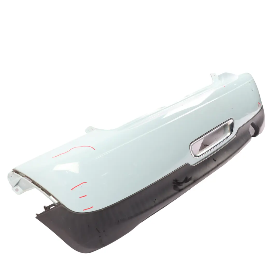 Bumper Trim Panel Covering R57 LCI R58 Ice Blue - B28 to Mini R56 LCI Rear with Part number 7264356 Mini R56 LCI Rear Bumper Trim Panel Covering R57 LCI R58 Ice Blue - B28 - SKU 7264356-ICE1 - Part number 7264356