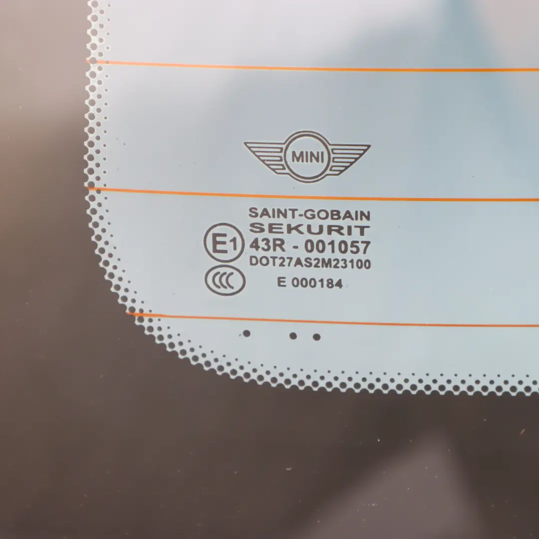 Window Green Glass Glazing AS2 to Mini Cooper R56 Rear Tailgate with Part number 7292003 Mini Cooper R56 Rear Tailgate Window Green Glass Glazing AS2 - SKU 7292003-2 - Part number 7292003