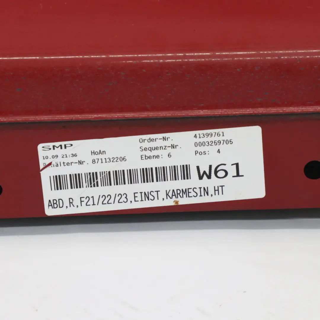 Schwellerleiste Schweller Rechts Karmesinrot Rot - A61 für BMW F21 F22 mit Teilenummer 7293544 BMW F21 F22 Schwellerleiste Schweller Rechts Karmesinrot Rot - A61 - SKU 7293544-KAR1 - Teilenummer 7293544