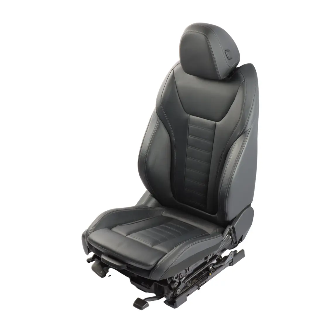 Front Seat Sport Heated Right O/S Leather Vernasca Black Gray Threads to BMW X3 G01 with Part number 7472486 BMW X3 G01 Front Seat Sport Heated Right O/S Leather Vernasca Black Gray Threads - SKU 7472486 - Part number 7472486